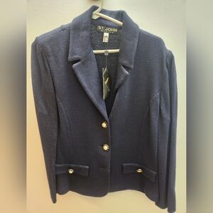St. John Classic Navy Blazer with Gold Buttons. Navy Color